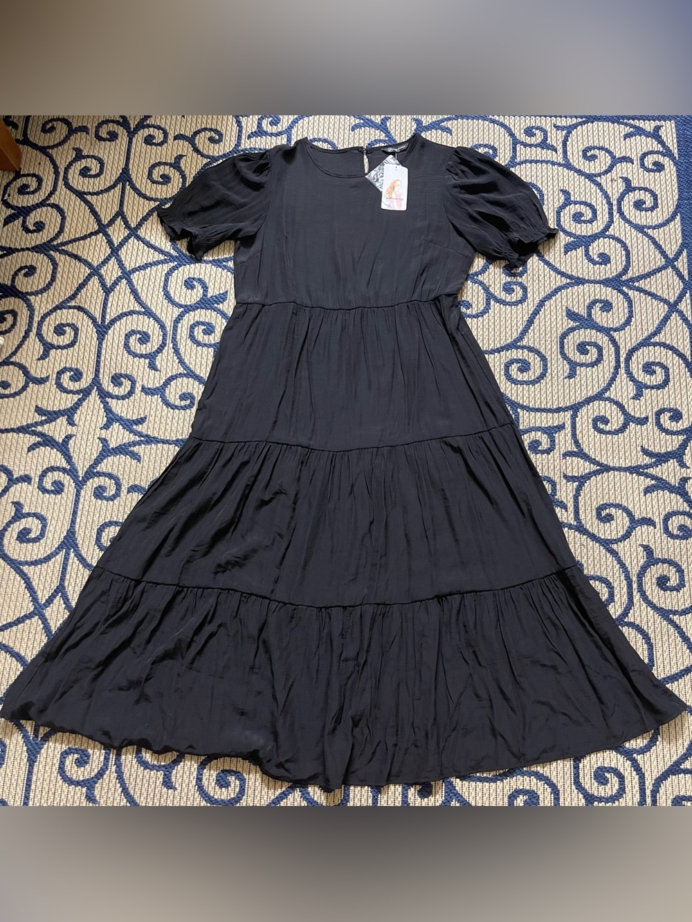 Black Tiered Puff-Sleeve Maxi Dress - Women